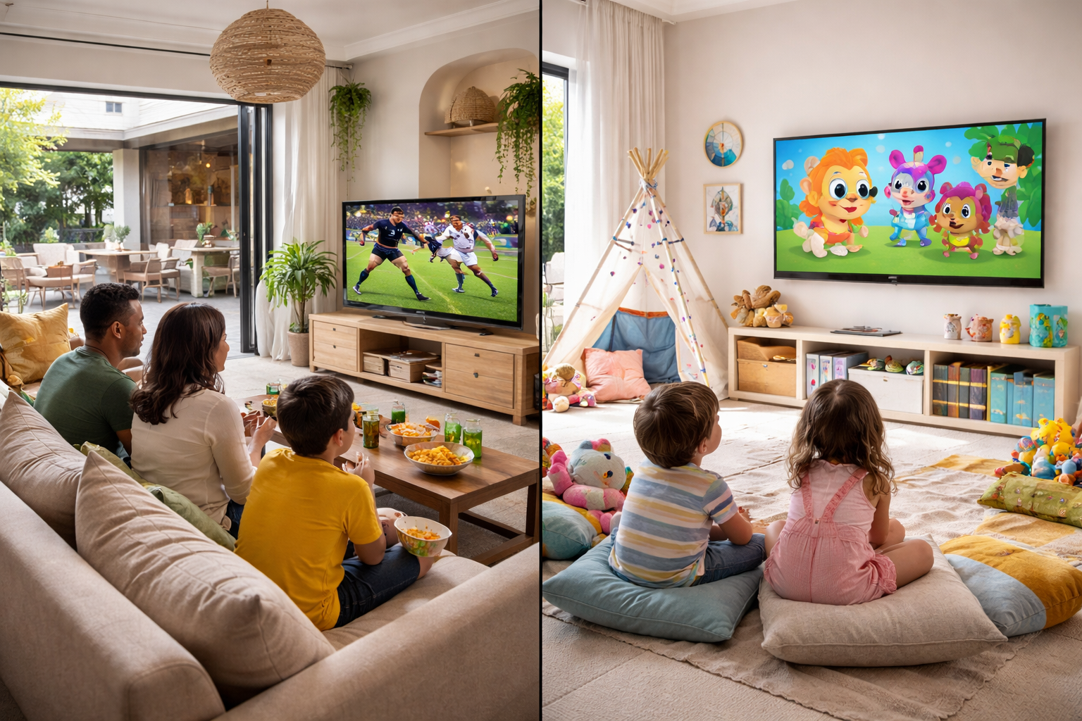 Two televisions on different DStv channels at the same time through Extra View